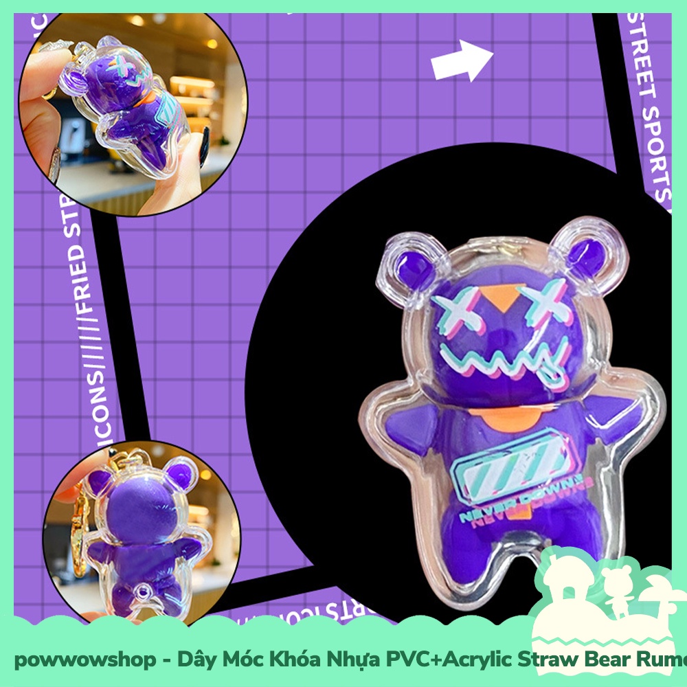 [Sẵn VN - Hỏa Tốc] Dây Móc Khóa Nhựa PVC+PE Mẫu Straw Xray Bear Ballon