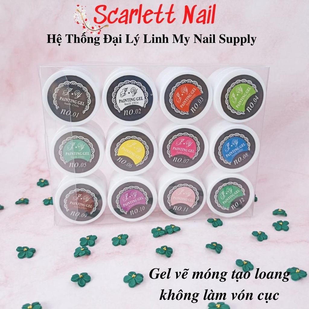 Set 12 Màu Gel Vẽ Loang - Trang Trí Móng Không Vón Cục