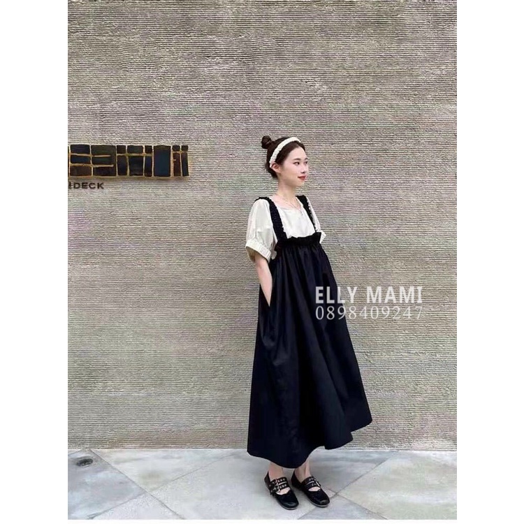 ( 40kg - 75kg ) Set Yếm Bầu , Suông Thời Trang Form Dễ Mặc Thoải Mái Suốt Thai Kì &amp; Sau Sinh ( Áo + Yếm )