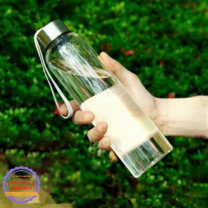Bình nước thủy tinh - Bình detox 500ml có dây xách