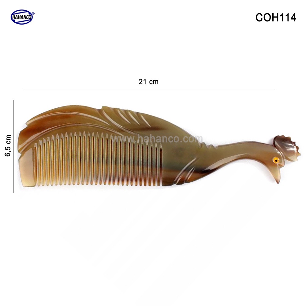 Lược sừng con Công đẹp làm quà tặng nữ - COH114 (Size: XL - 21cm) Chăm sóc tóc - Horn Comb of HAHANCO