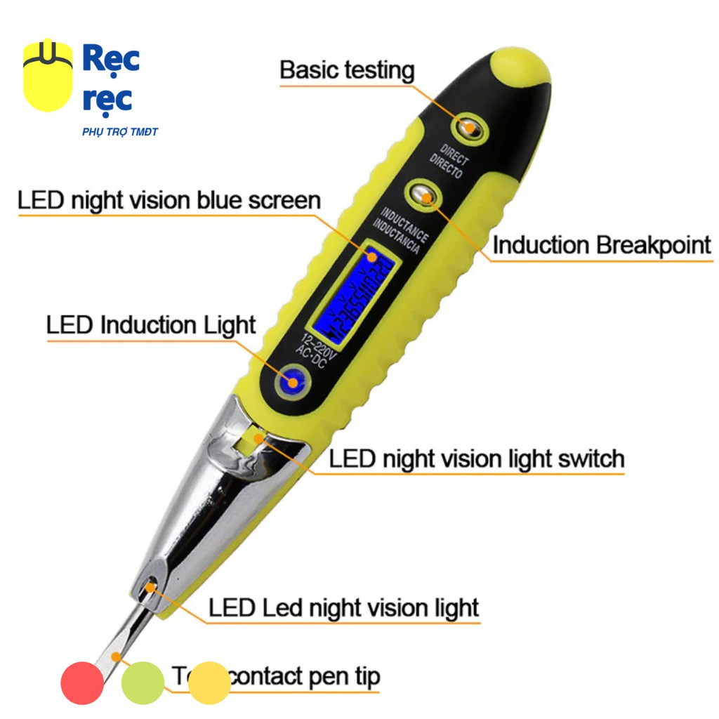 Bút thử điện có màn hình LCD, chống cong vênh khi va chạm