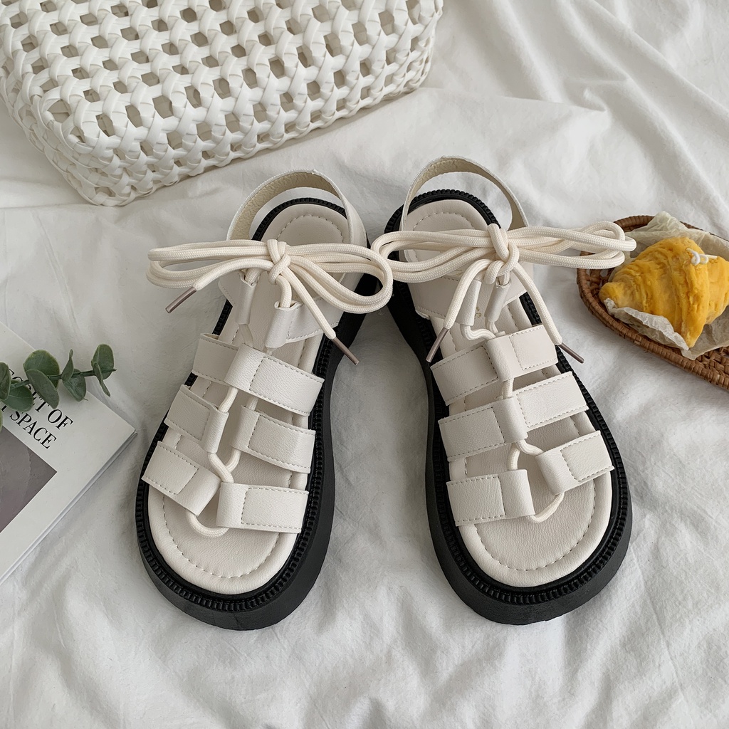 Xăng đan Đế Dày Thắt Dây Phong Cách Hàn Quốc Thời Trang Mùa Hè Hàng Mới Dành Cho Nữ 2022