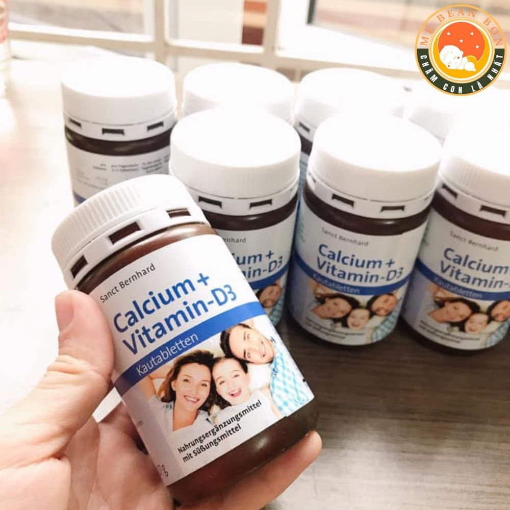 Viên ngậm canxi Calcium Vitamin D3 Sanct Bernhard hàng Đức hương Socola 150 viên cho bé trên 2 tuổi và cả gia đình