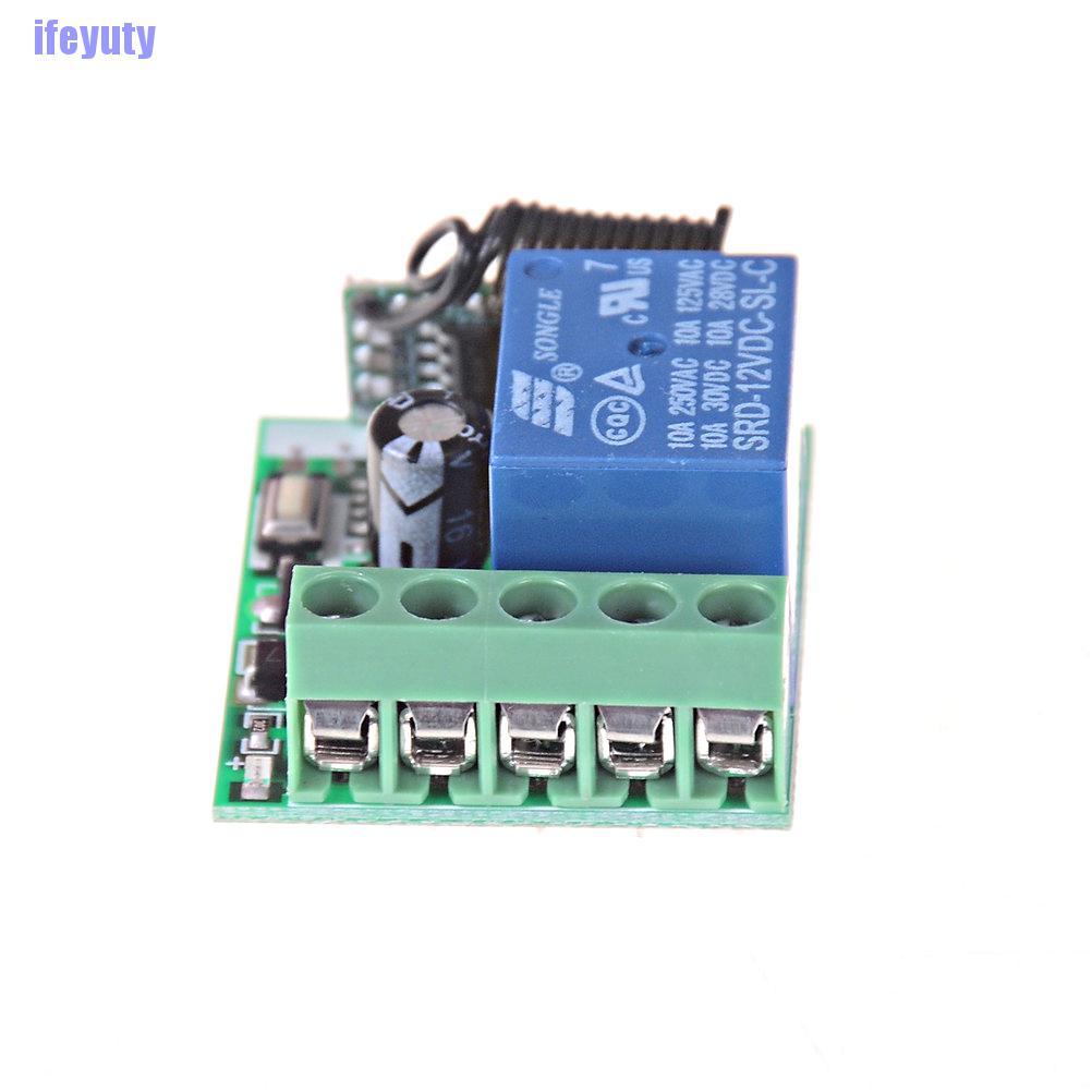 [IYU]  Universal RF 433Mhz Remote Control Switch 12V 1-Ch Relay Receiver Module FE