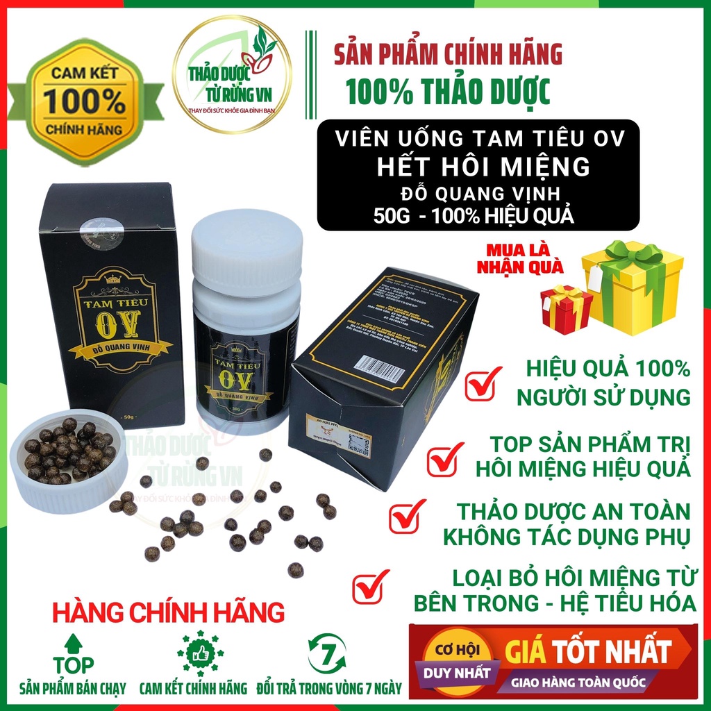 Viên Uống Thơm Miệng TAM TIÊU OV ĐỖ QUANG VỊNH Hàng Chuẩn 50g Hết Hôi