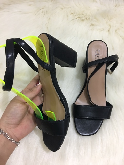 [Mã FASHIONT4WA giảm 10k đơn từ 50k] [FreeShip – Xả kho cắt lỗ] Sandal Quai Da Gót Trụ 7cm Hàng Cao Cấp- Ảnh Thật