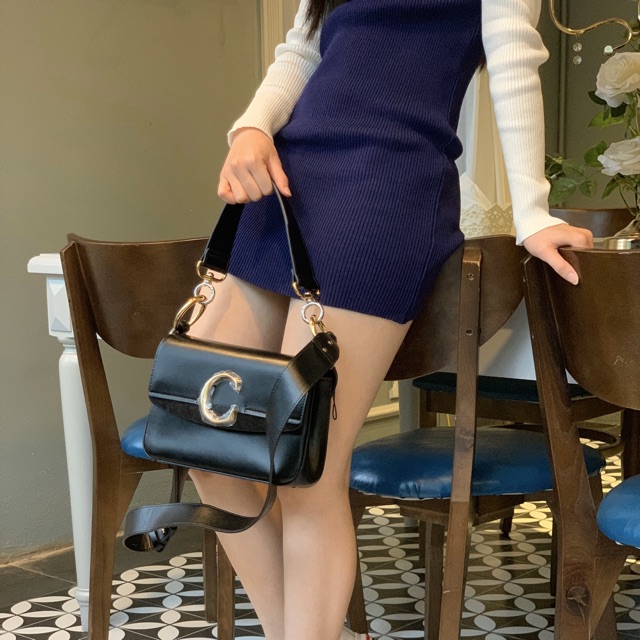 Túi Chloe C double carry bag màu đen