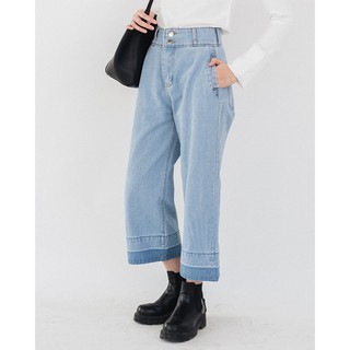 Quần Jeans Bò Culottes Nữ SSSTUTTER Button Jeans
