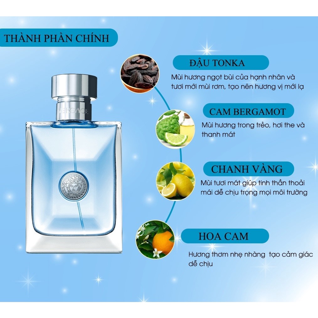 Nước hoa nam  Ver.sace Pour Homme 100ml lưu hương lâu hương gỗ nồng nàn mạnh mẽ lịch lãm