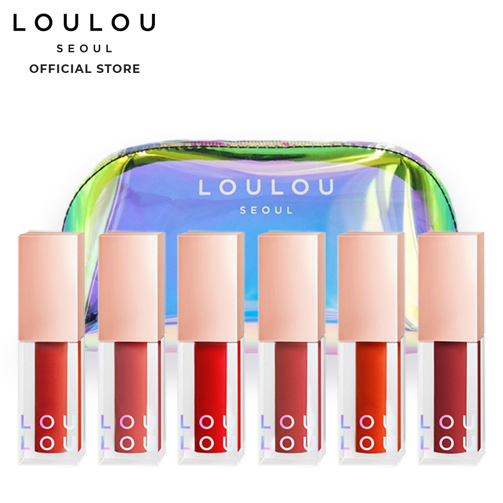 Bộ 6 son tint Loulou cùng ví Holo (3.5g x 6 +10g)