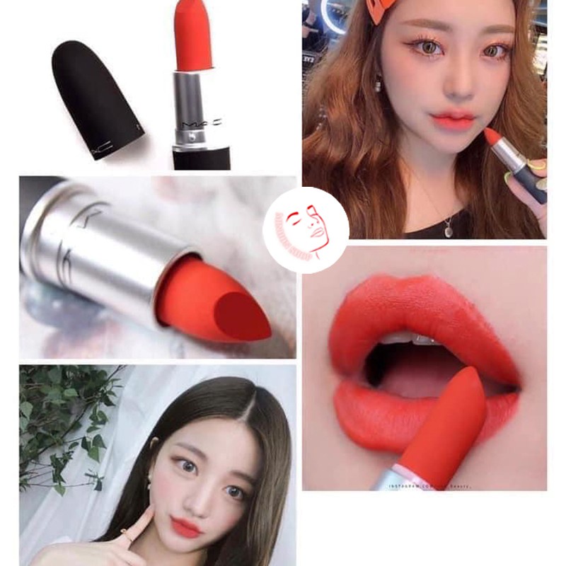 Son MAC Powder Kiss Màu 303 Style Shocked – Đỏ Cam