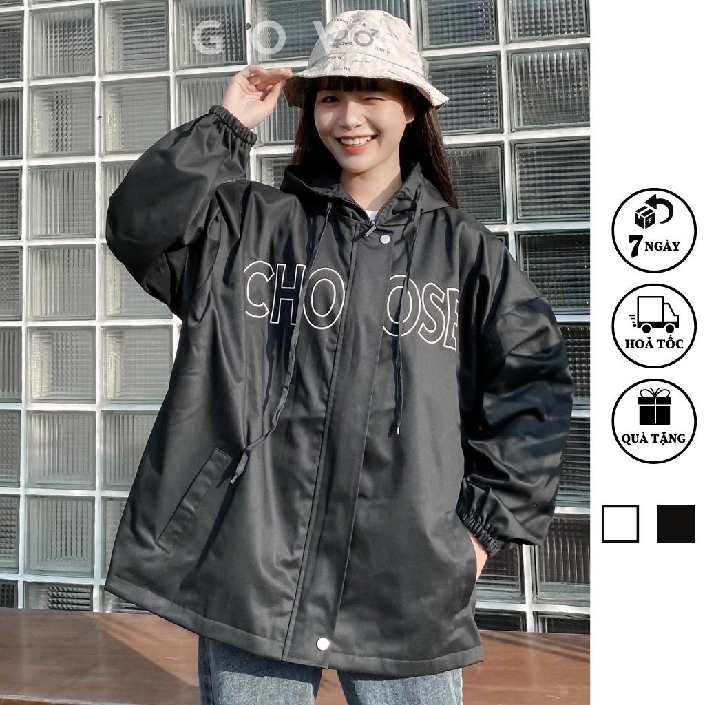 Áo Khoác Kaki CHOOSE Nam Nữ Ulzzang Unisex 2 Lớp Form Rộng Thể Thao Có Nón Trùm GOVA