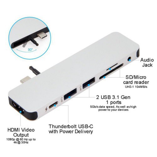 CỔNG CHUYỂN HYPERDRIVE SOLO 7-IN-1 USB-C HUB FOR MACBOOK, PC & DEVICES