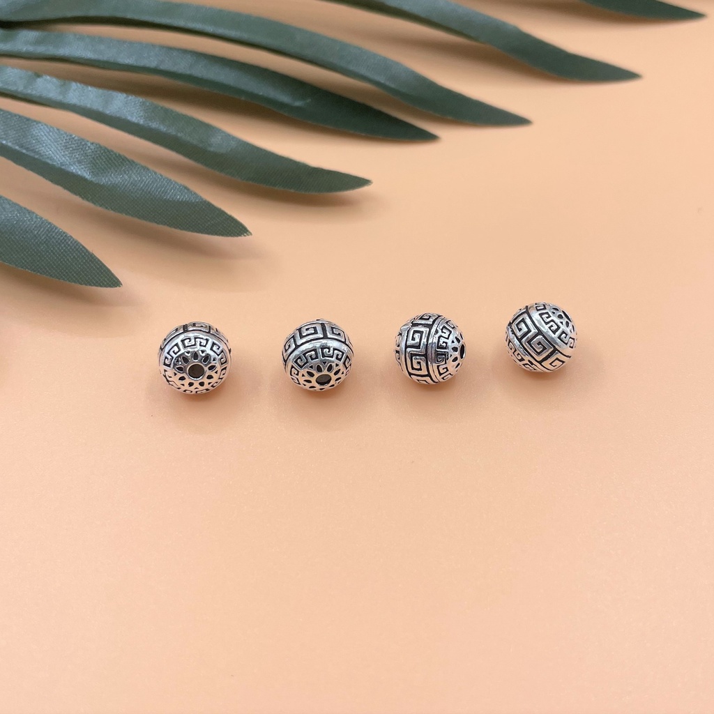 Charm bạc thái bi tròn hoa văn 9.8 ly - Charm Bạc 925 - Mã CA104