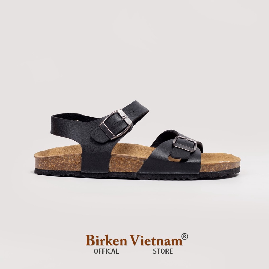 Mã D23 Sandal DA BÒ Đế Trấu Quai Ngang Unisex Birken Vietnam Bioline