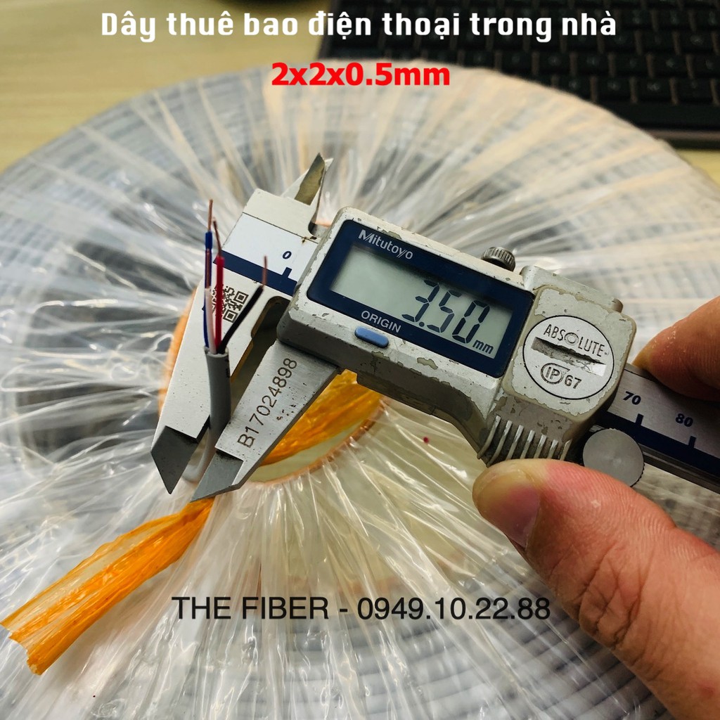 Dây điện thoại 2 đôi trong nhà, lõi đồng 2x2x0.5mm (Cuộn 200M)