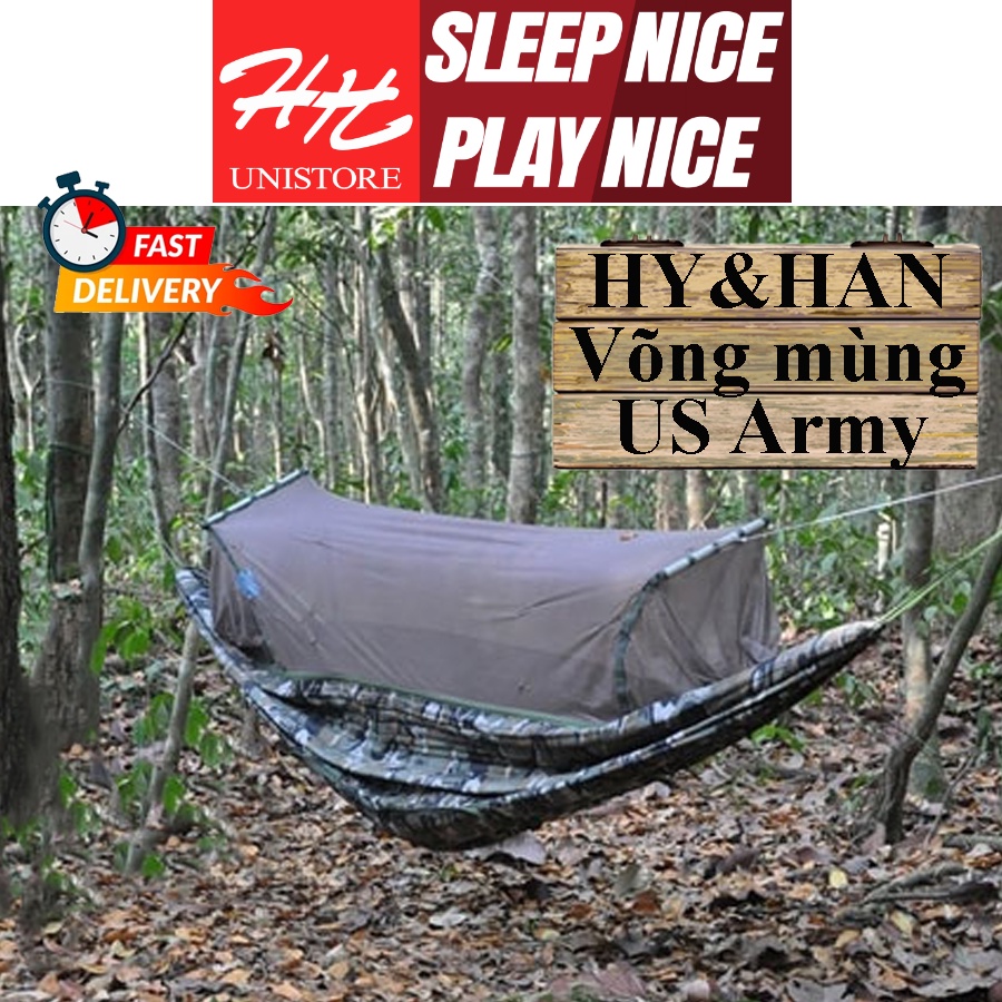 Võng mùng quân đội xếp gọn US ARMY chống muỗi siêu gọn nhẹ dùng cho đi phượt Hy&Han Unistore
