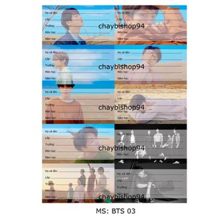 NHÃN VỞ BTS