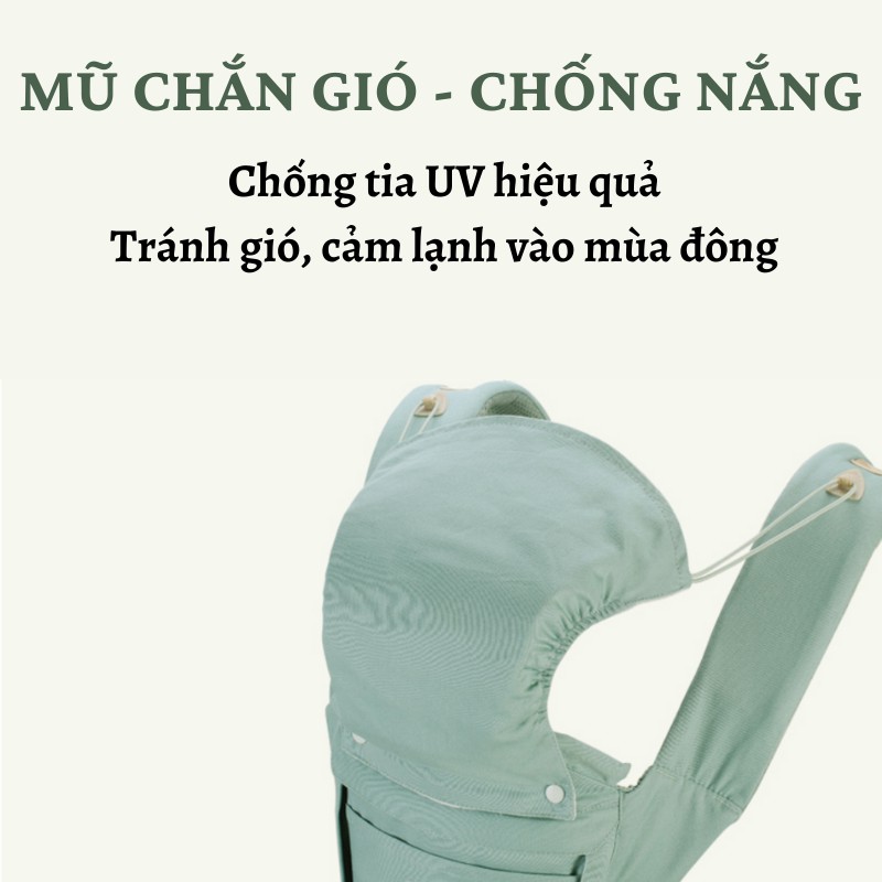 (Mới 2022) Địu cho em bé có túi đựng, chắn nắng gió Flyco PT4 hỗ trợ tư thế ngồi Xuất Mỹ - Hàng nhập khẩu