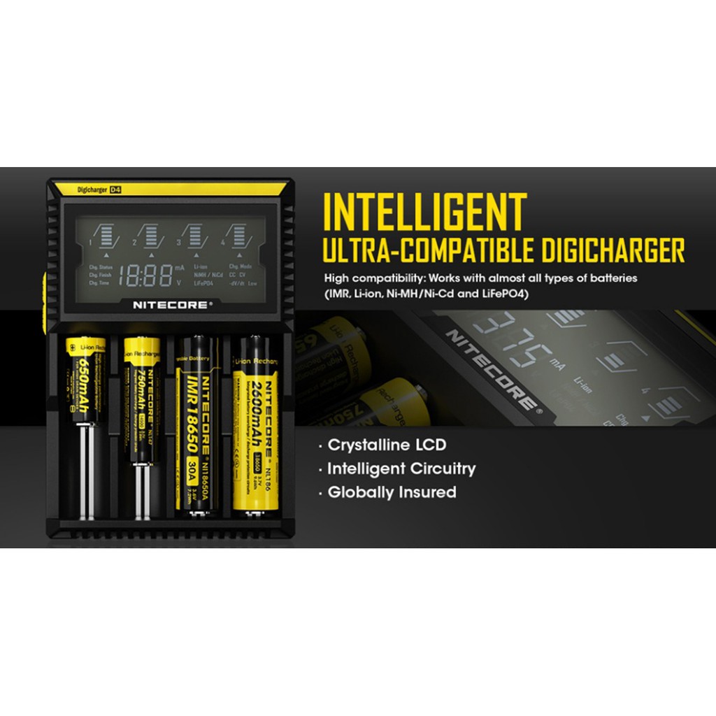 Sạc pin đa năng cao cấp Nitecore D4 Digicharger