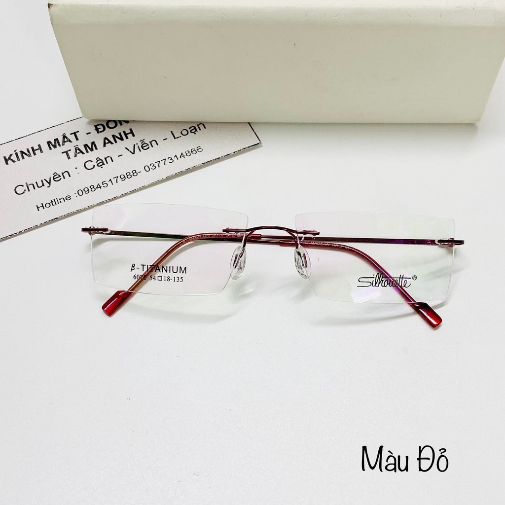 Gọng kính khoan nam , nữ titanium mảnh, nhẹ, thời trang