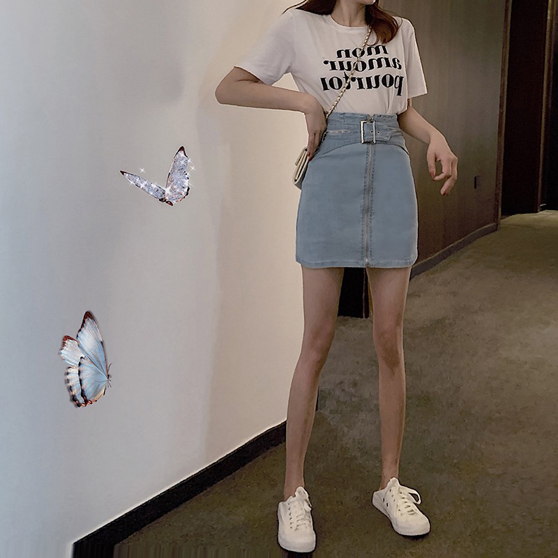 Chân váy denim form chữ A lưng cao thời trang cho nữ | BigBuy360 - bigbuy360.vn