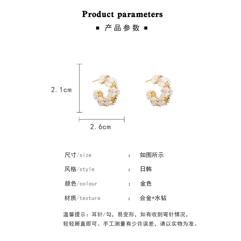Bông Tai Hình Chữ C Đính Hoa Phong Cách Retro 2022
