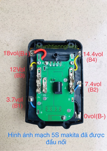 Mạch 4s, 5s dùng cho máy makita 14.4v -18v(zack sạc adapter )