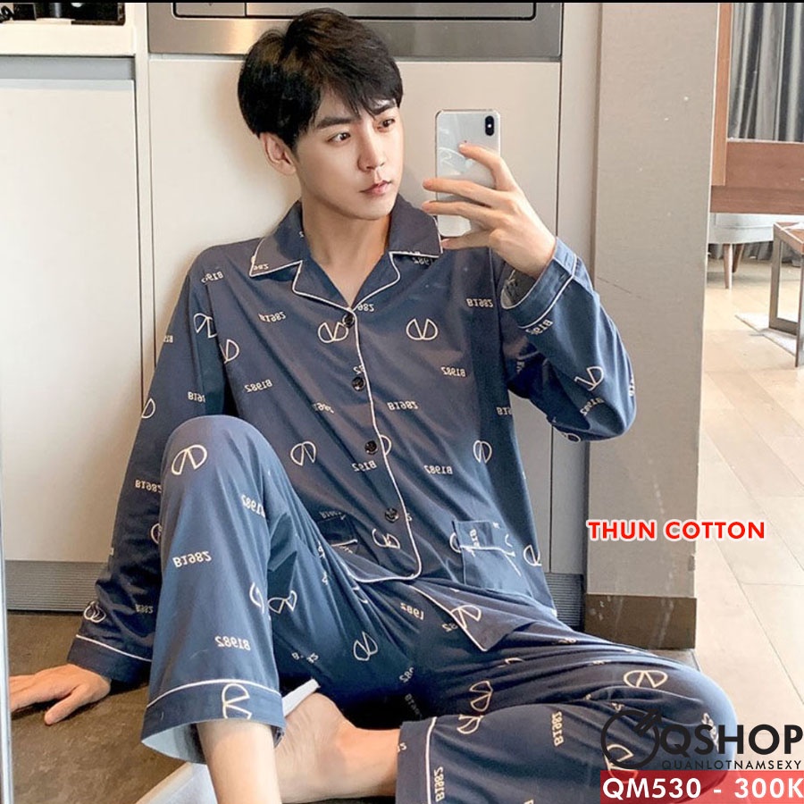 Bộ đồ pijama nam thun cotton tay dài QSHOP QM530 - QM647 - QM653 - QM654 - QM655 - QM656