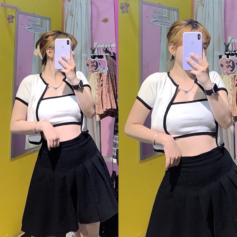 [Mã 11FASHIONSALE1 giảm 10K đơn 50K] Set áo croptop kèm áo ống chất gân Dày Dặn [ẢNH THẬT] | BigBuy360 - bigbuy360.vn