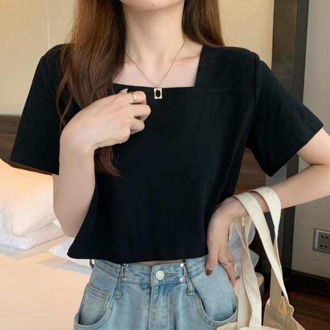 Áo thun lửng tay ngắn cổ vuông dáng rộng cho nữ WT-TX-45 | BigBuy360 - bigbuy360.vn