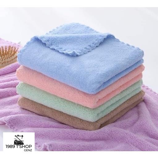 Khăn Mặt Lông Cừu Vân Kẻ Sọc Và Trơn Kích Cỡ 30x50cm Siêu Thấm Hút Nước, Mềm Mại Và An Toàn Cho Da