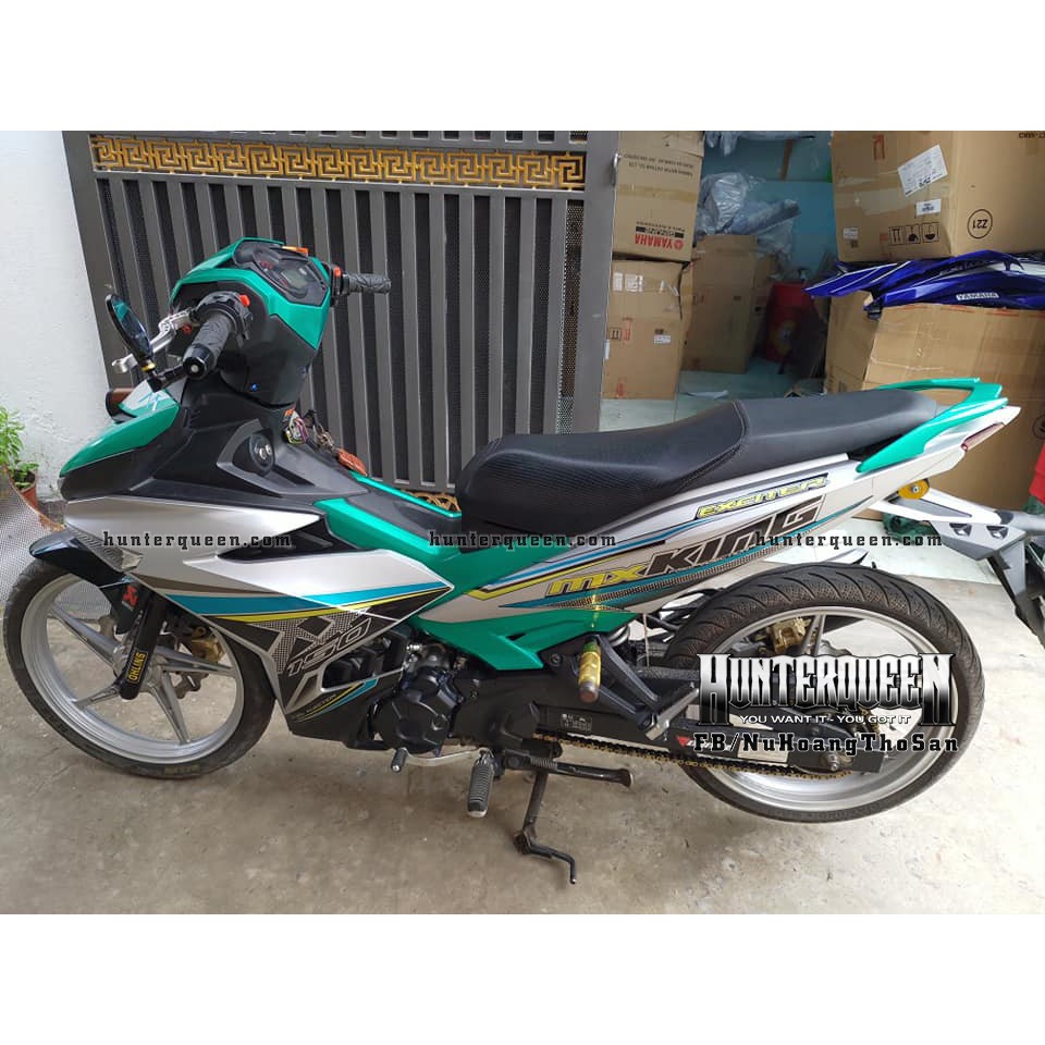Tem Exciter 150, MX king. Xe đen bạc xanh. Chất liệu candy. Chỉnh sửa theo yêu cầu. Sắc nét, bền màu, chống nước