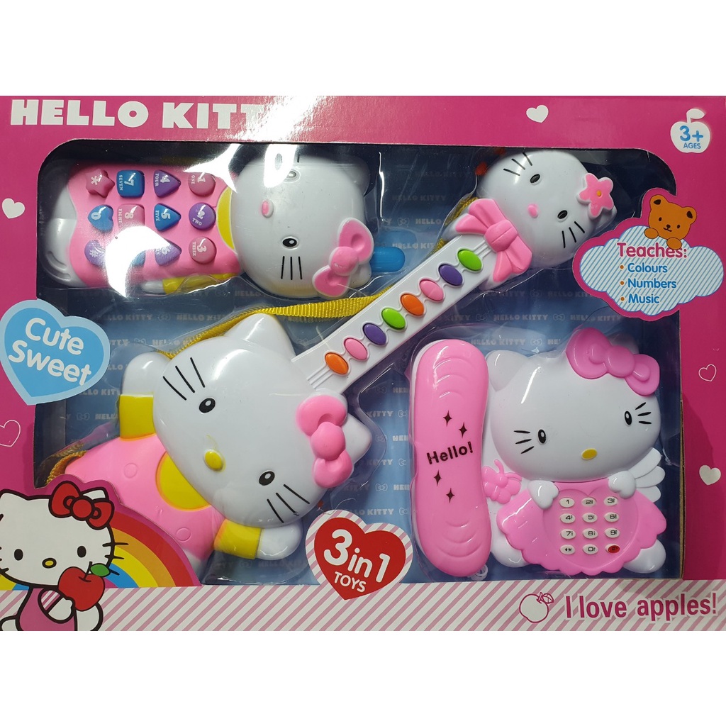 Hộp đồ chơi đàn và điện thoại hình Hello Kitty, kèm sẵn pin TR18