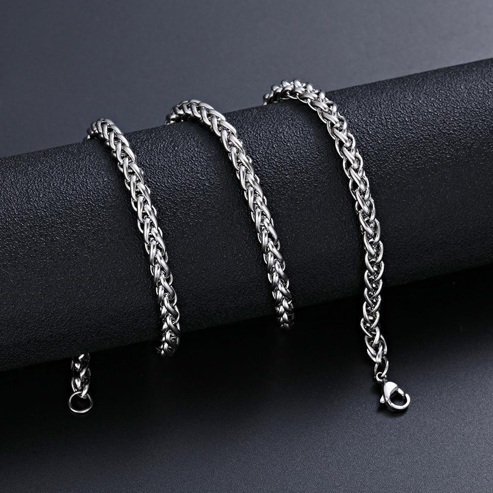 ROSE Dây Chuyền Sợi Xích Bện Màu Bạc Phong Cách Gothic Punk Thời Trang Cá Tính