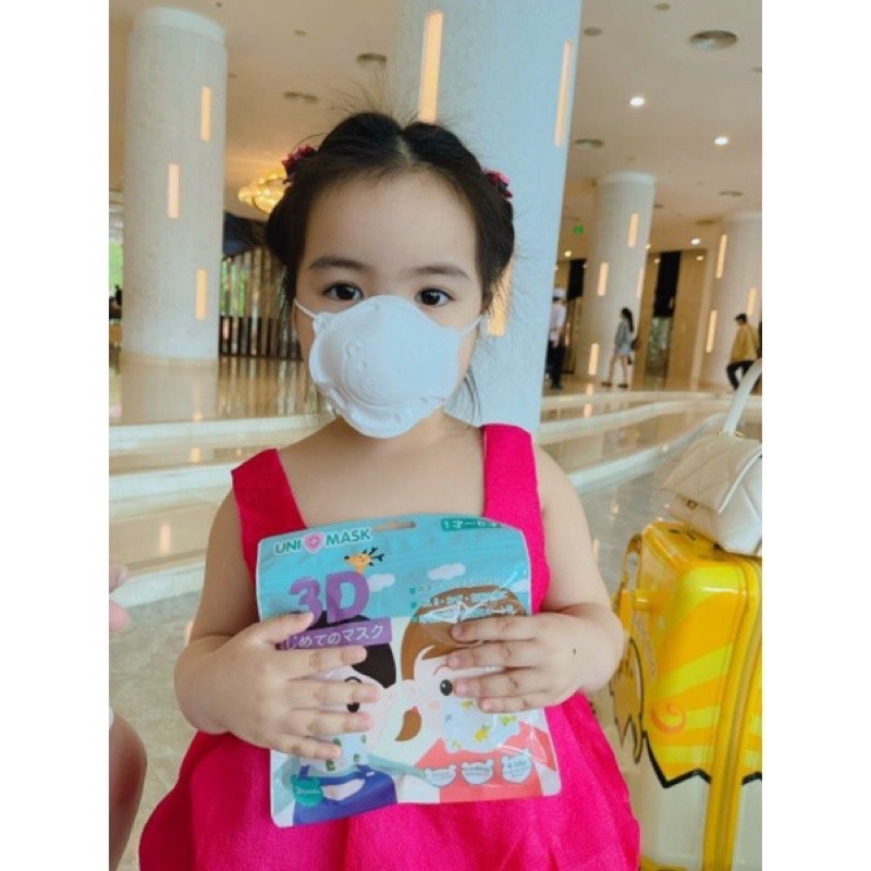 ( Túi 3 Chiếc) Khẩu Trang Gấu Unimask Cho Bé Có Nút Điều Chỉnh Bao Kín Mặt