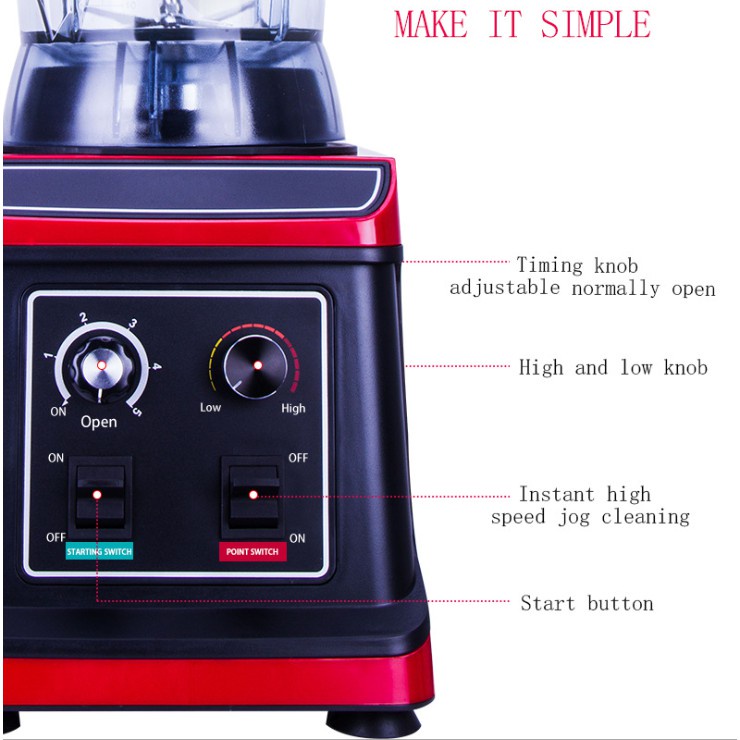 Máy xay sinh tố đá công nghiệp dung tích 5L 2800W-Cam kết động cơ đồng nguyên chất đủ vòng