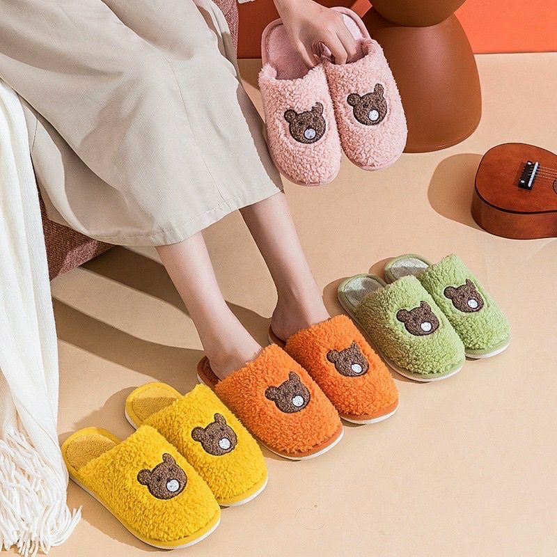 Dép Bông Đi Trong Nhà  Hình Gấu Nâu Dễ Thương Cute