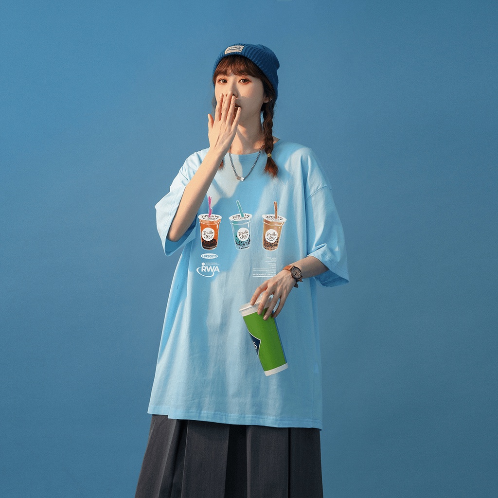 Áo thun Bubble Tea form rộng tay lỡ nhiều màu nhiều size (V220)