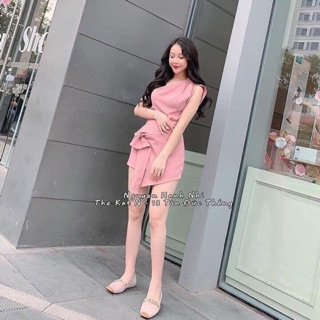 Đầm lệch vai váy nhúng vạt so le siêu xinh