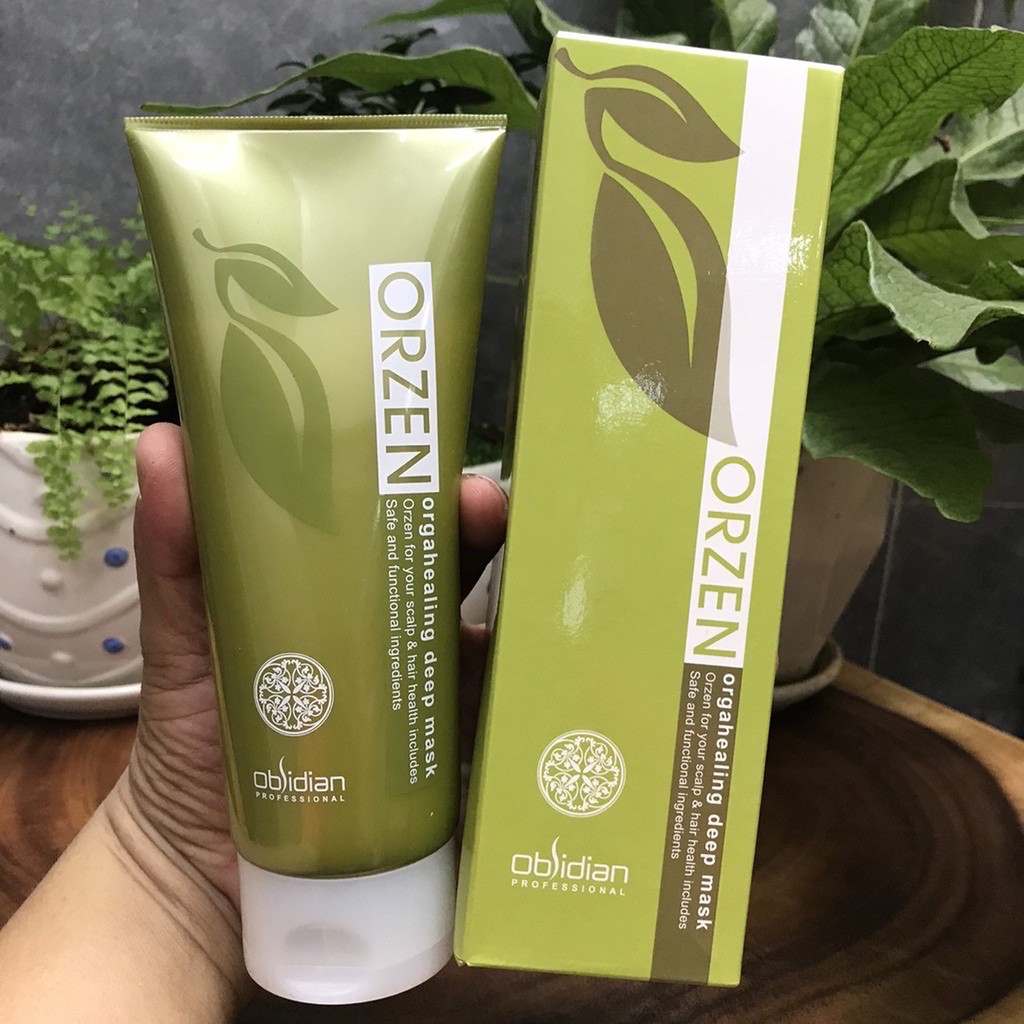 Combo Dầu gội hạn chế gàu - vảy nến và mặt nạ chống rụng tóc Orzen Orgahealing Shampoo and Mask Obsidian 320ml/200ml