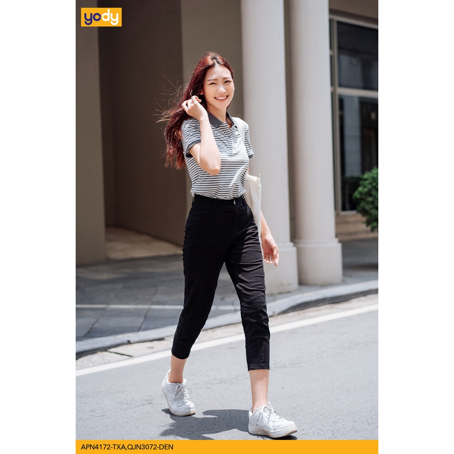 Quần kaki nữ YODY cạp cao co giãn 4 chiều ống ôm công sở phong cách lịch sự thoải mái QJN3072