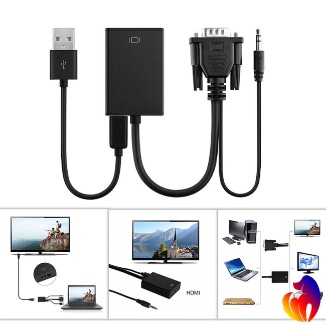 Blackhole Cáp Chuyển Đổi Vga Sang Hdmi 1080p Hd+Audio Tv Av Hdtv Video