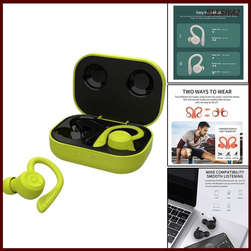 Wireless Bluetooth Ear Hook Headphones with Mic for Sport Workout