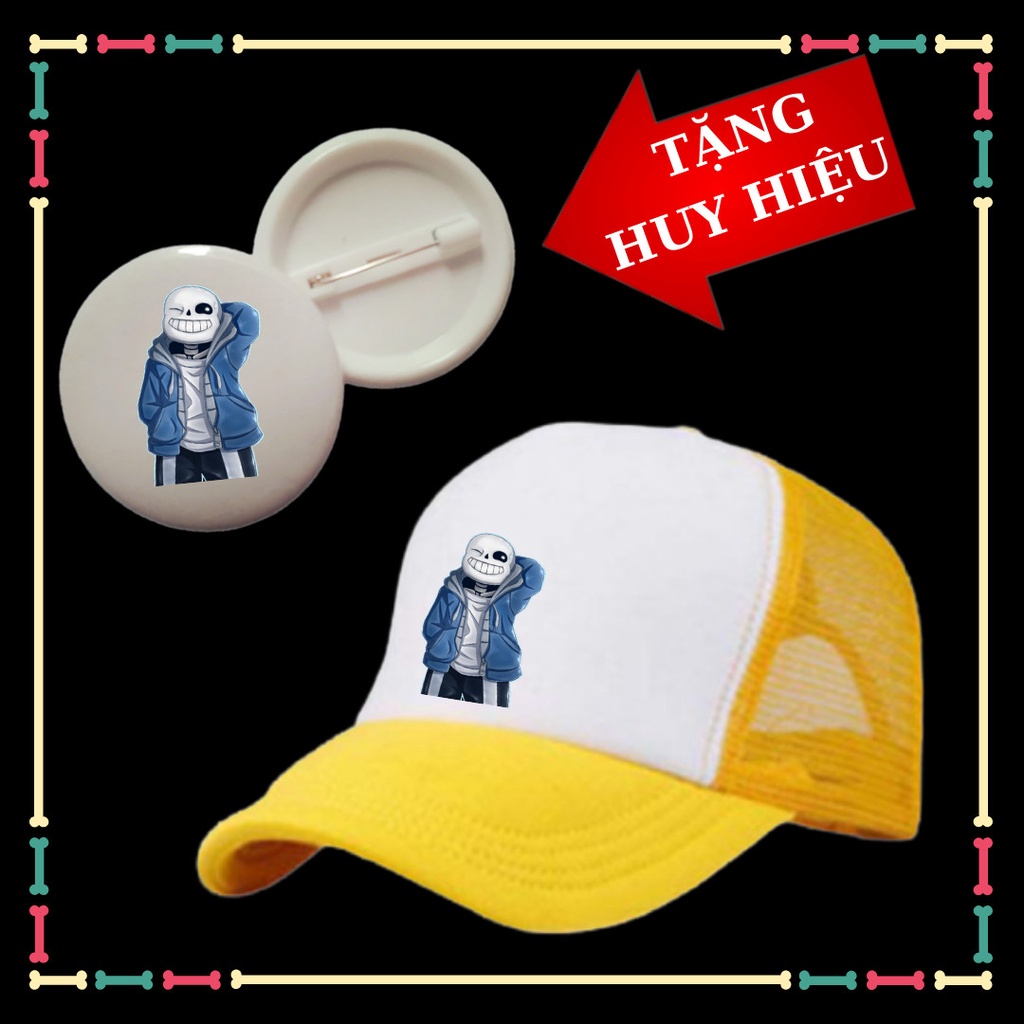 Mũ lưỡi trai nón in hình Sans Undertale siêu ngầu cho trẻ em Tặng HUY HIỆU Sans Undertale