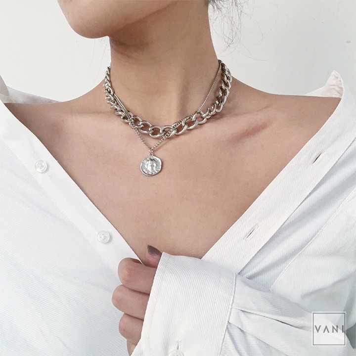 Choker, Dây Chuyền, Vòng Cổ Mặt Đồng Tiền Phối Xích Lớn - Vani Store - TS000390