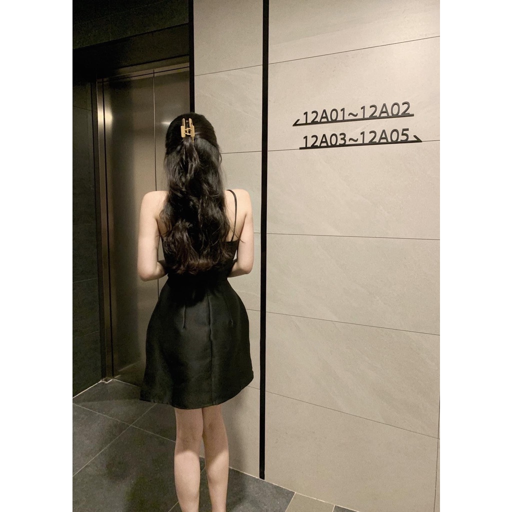 Váy 2 Dây Cách Điệu Nơ Ngực 2 Màu ĐEN/TRẮNG | BigBuy360 - bigbuy360.vn