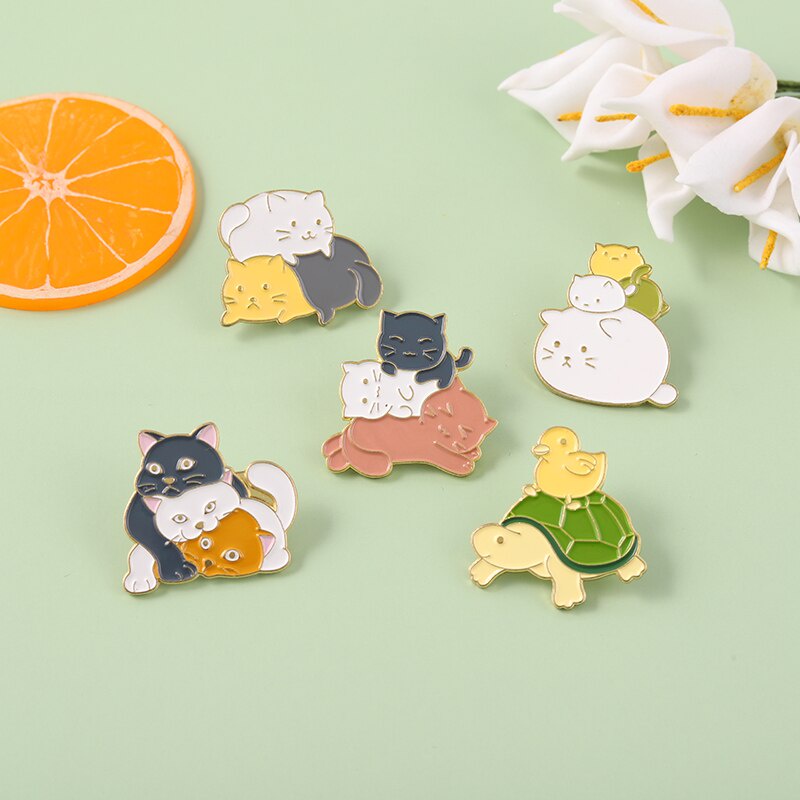 Ghim cài áo Miss Zoe bằng kim loại tráng men hình mèo đáng yêu