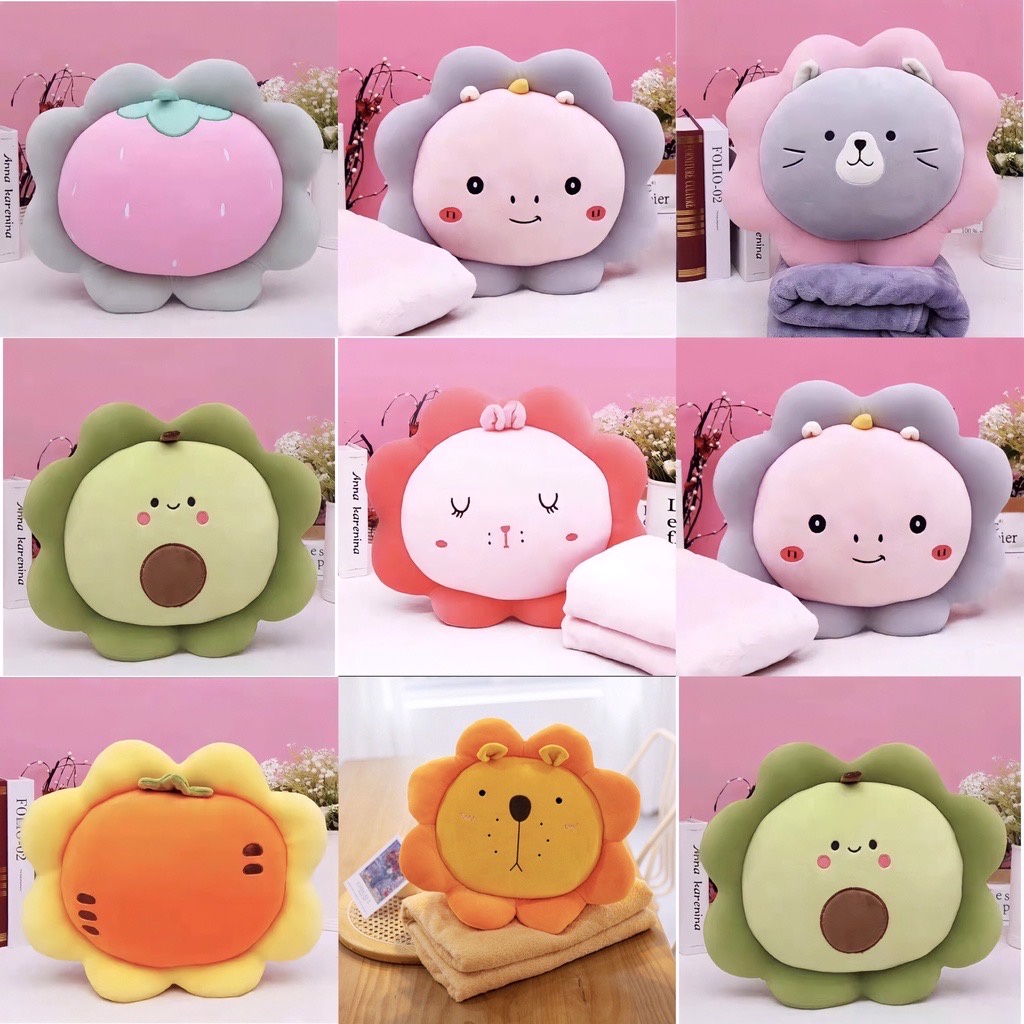 COMBO GỐI MỀN 2IN1 THÚ VIỀN HOA SIÊU CUTE